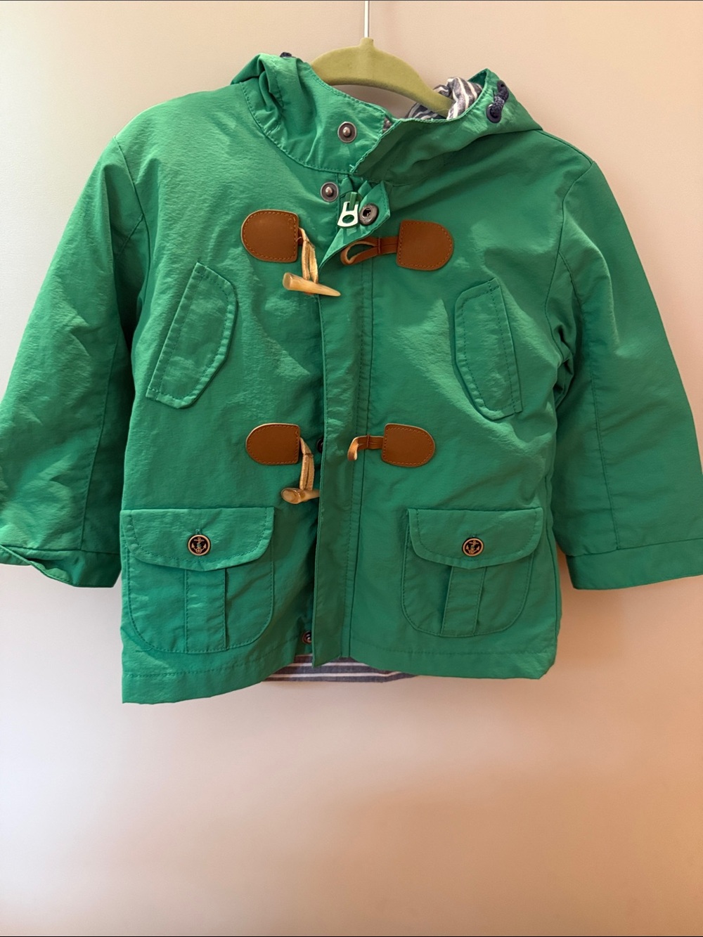 Mayoral Bright Green Hooded Toggle Raincoat